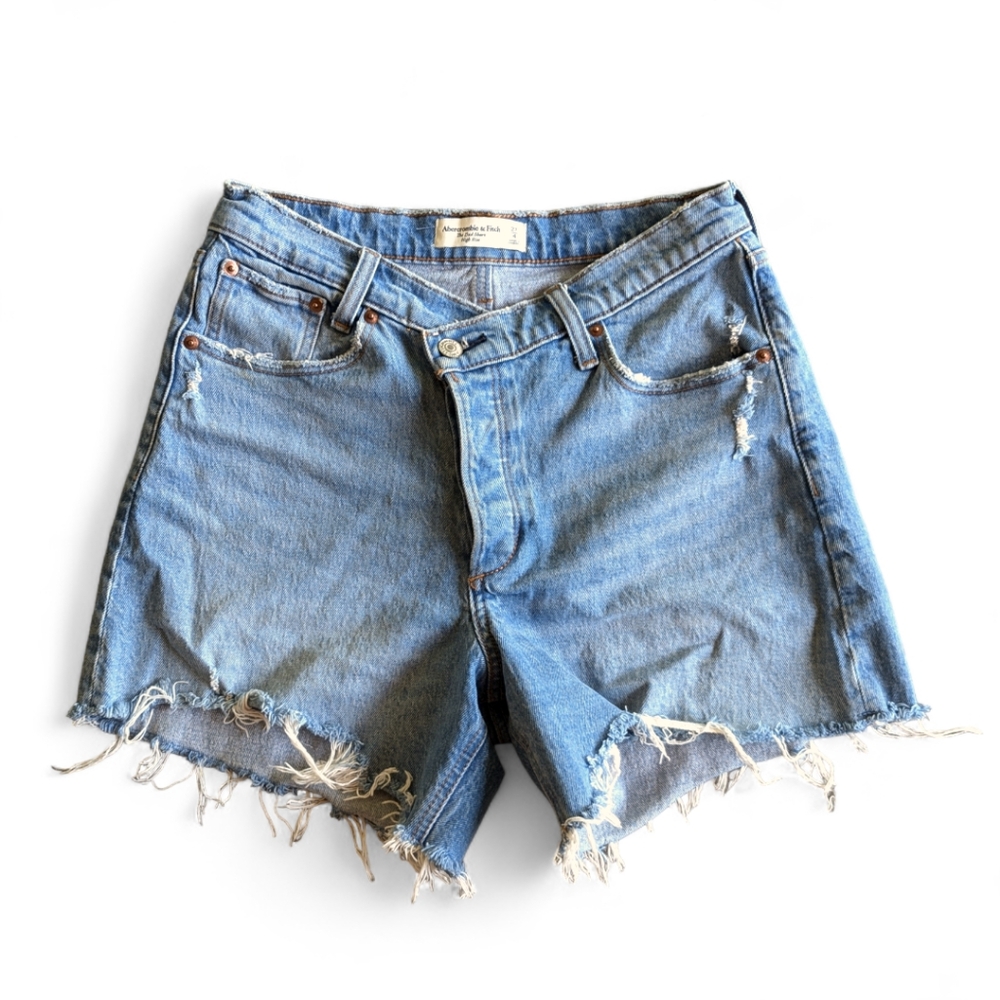 Abercrombie & Fitch Light Blue Distressed Denim Jean Shorts